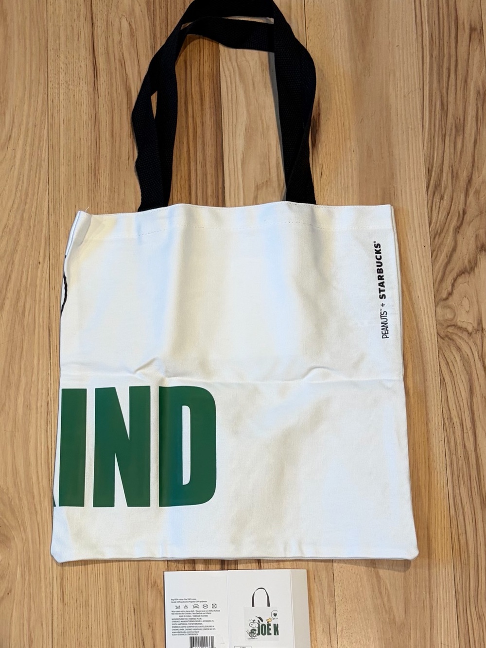 NWT Peanuts + Starbucks Snoopy Joe Kind Canvas Tote Bag - Picture 3 of 3